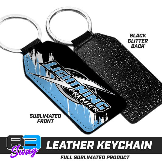 3.15" x 1.65" Leather Keychain - Lightning Premier Softball