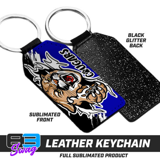 3.15" x 1.65" Leather Keychain - North Caroline Cougars Football