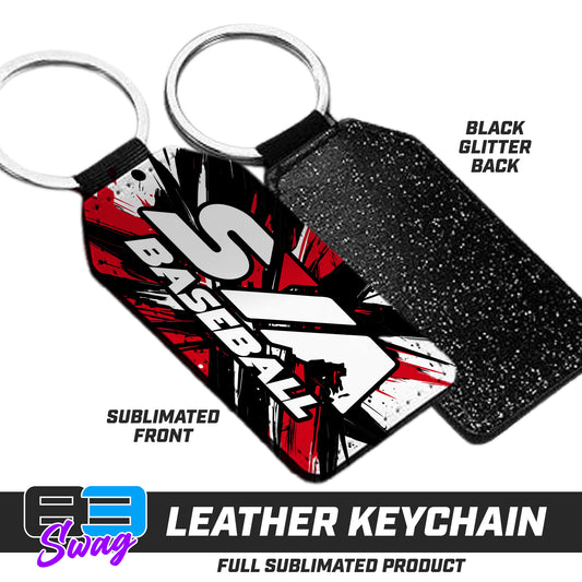 3.15" x 1.65" Leather Keychain - SYA Baseball