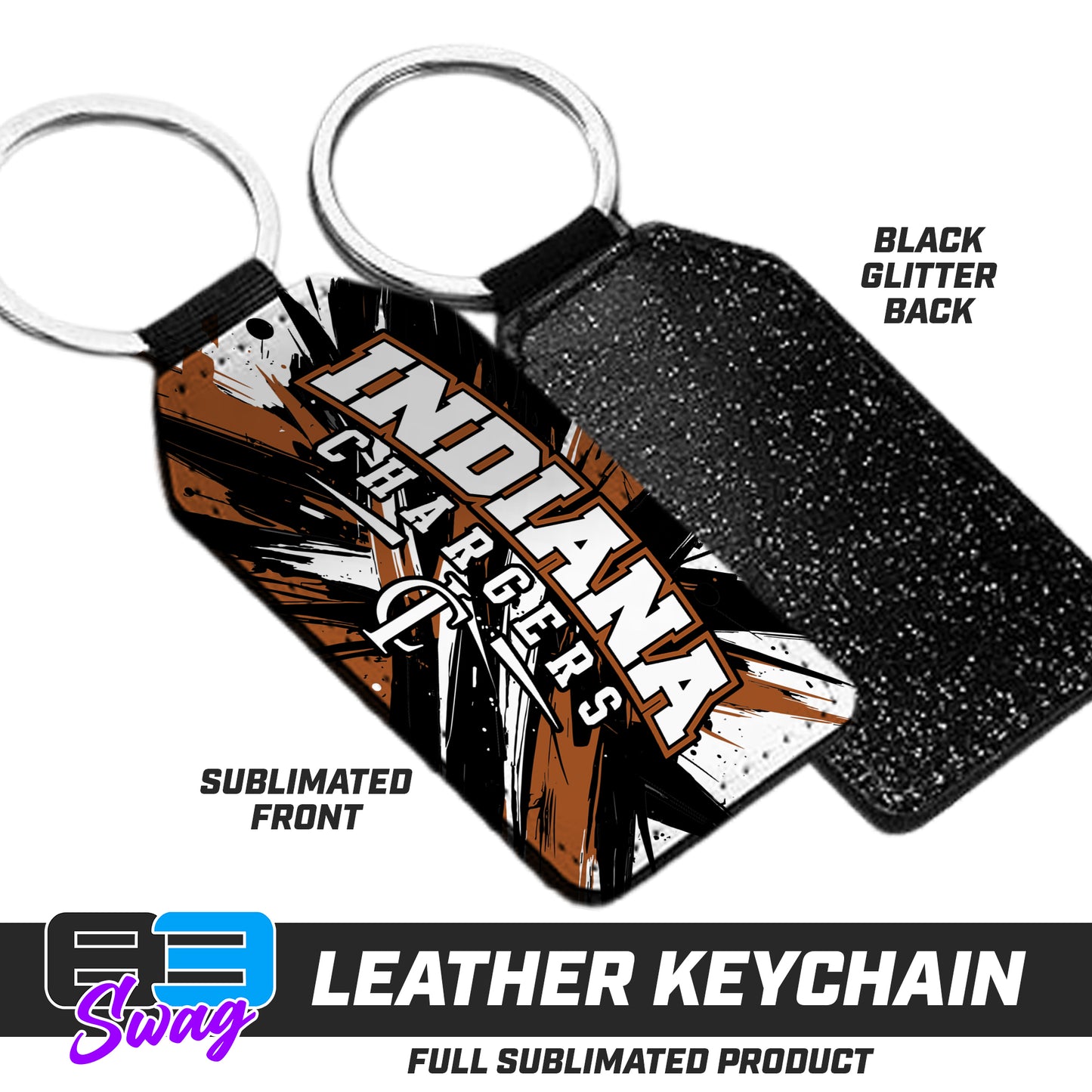 3.15" x 1.65" Leather Keychain - Indiana Chargers Baseball