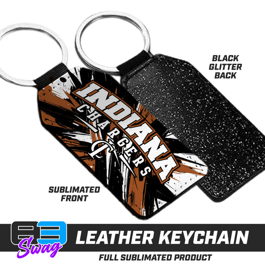 3.15" x 1.65" Leather Keychain - Indiana Chargers Baseball