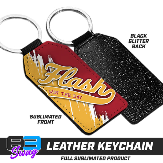 3.15" x 1.65" Leather Keychain - Flash Baseball