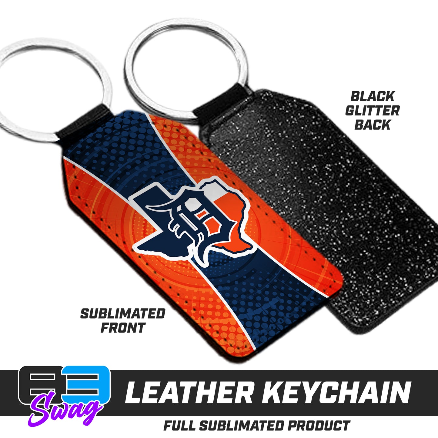 CUSTOM - 3.15" x 1.65" Leather Keychain - Dallas Tigers Baseball