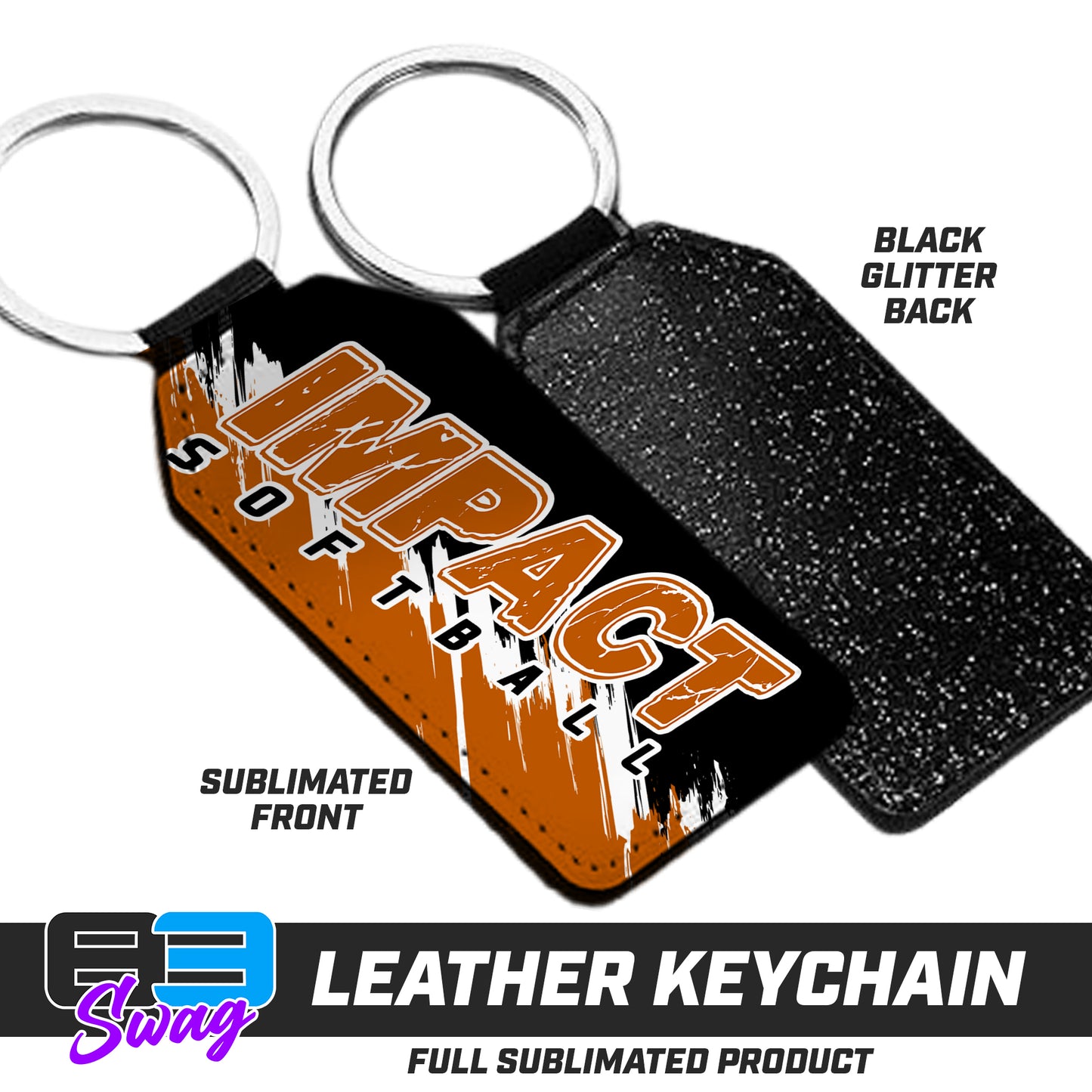 3.15" x 1.65" Leather Keychain - Impact Softball