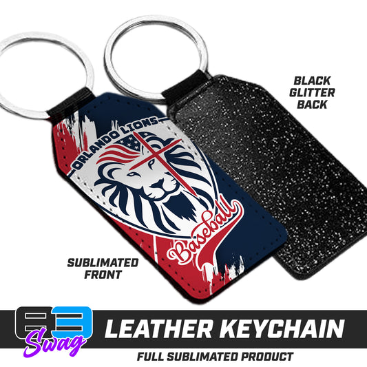 3.15" x 1.65" Leather Keychain - Orlando Lions Baseball