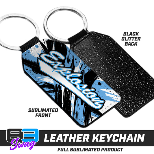 3.15" x 1.65" Leather Keychain - Explosion Softball