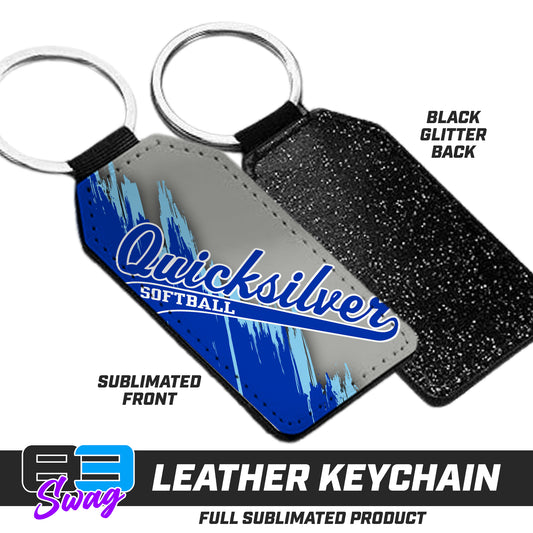 3.15" x 1.65" Leather Keychain - Quicksilver Softball