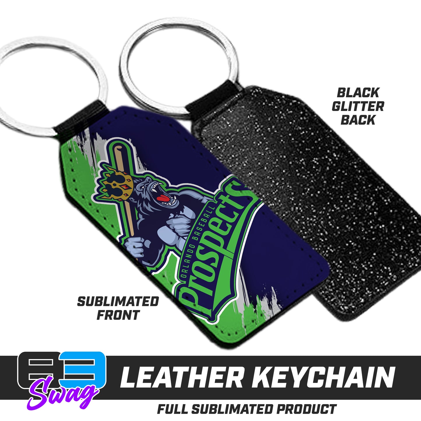 3.15" x 1.65" Leather Keychain - Orlando Baseball Prospects - Gorilla Kings