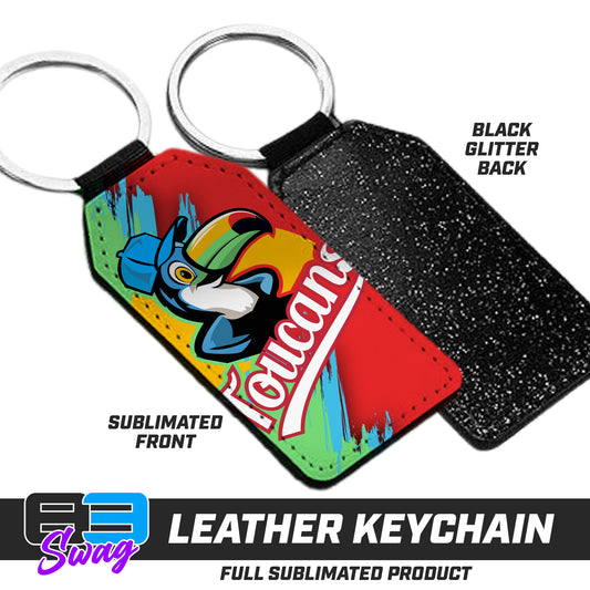 3.15" x 1.65" Leather Keychain - Toucans Baseball LV