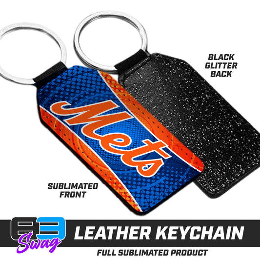 CUSTOM - 3.15" x 1.65" Leather Keychain - Florida Mets Baseball