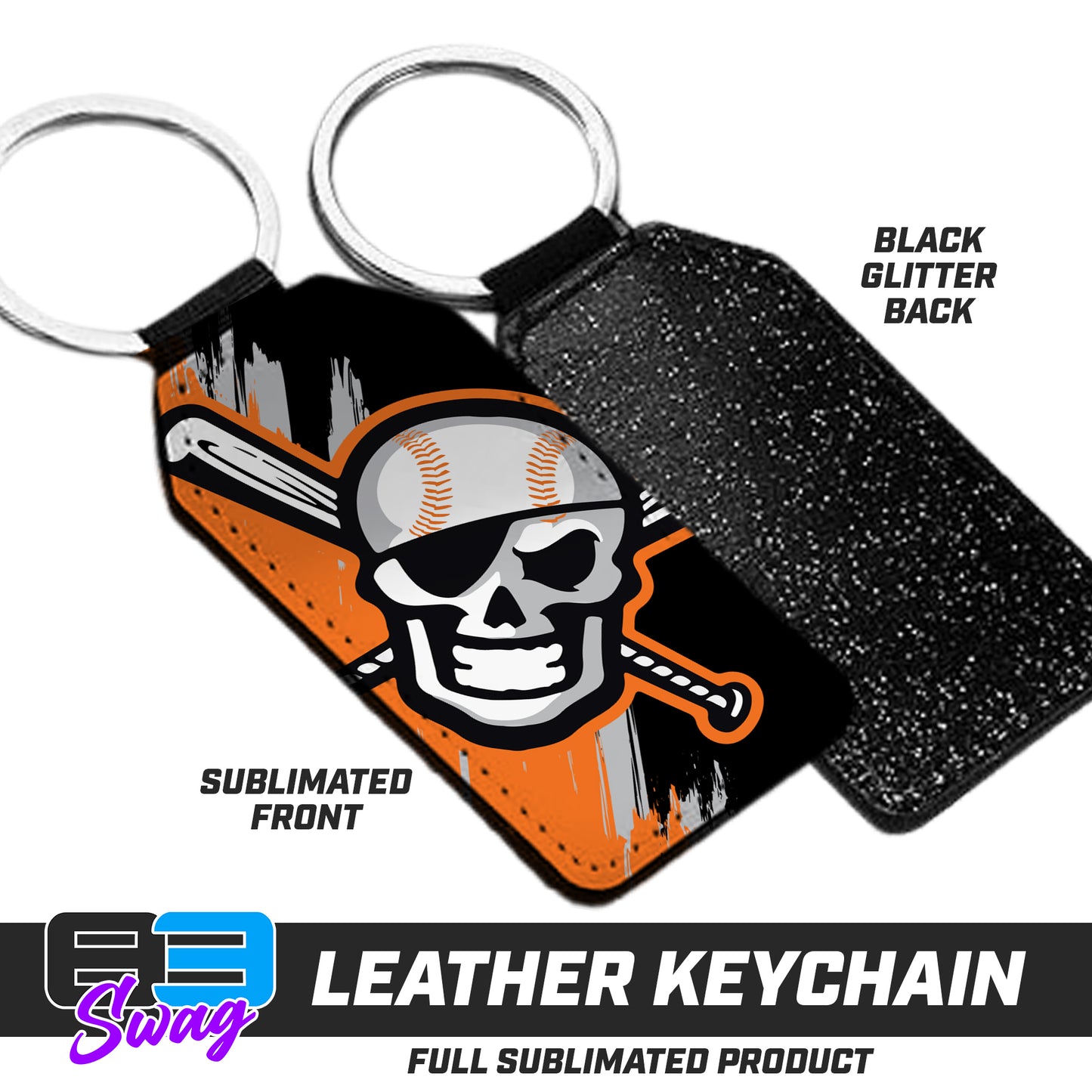 3.15" x 1.65" Leather Keychain - Hoover Hooligans Baseball