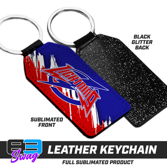 3.15" x 1.65" Leather Keychain - Palm Beach Gardens Lightning