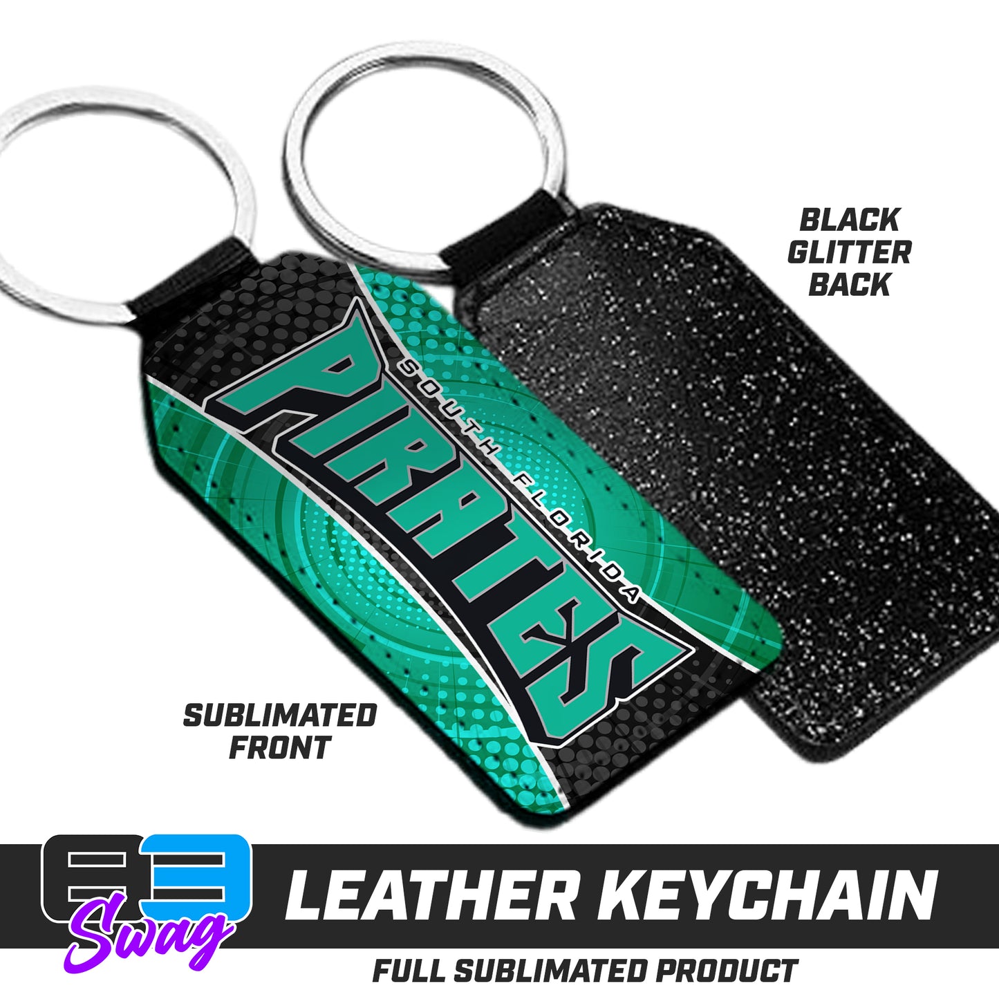 CUSTOM - 3.15" x 1.65" Leather Keychain - South Florida Pirates