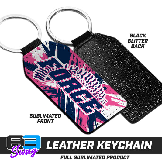 3.15" x 1.65" Leather Keychain - Carolina Force Softball