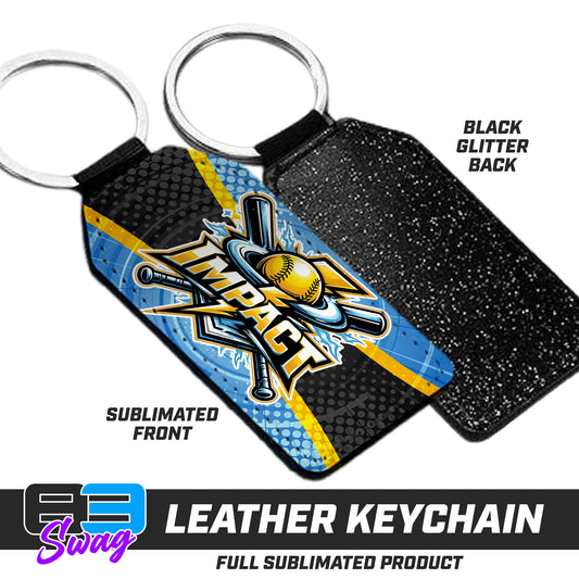 CUSTOM - 3.15" x 1.65" Leather Keychain - Impact Softball - Massachusetts