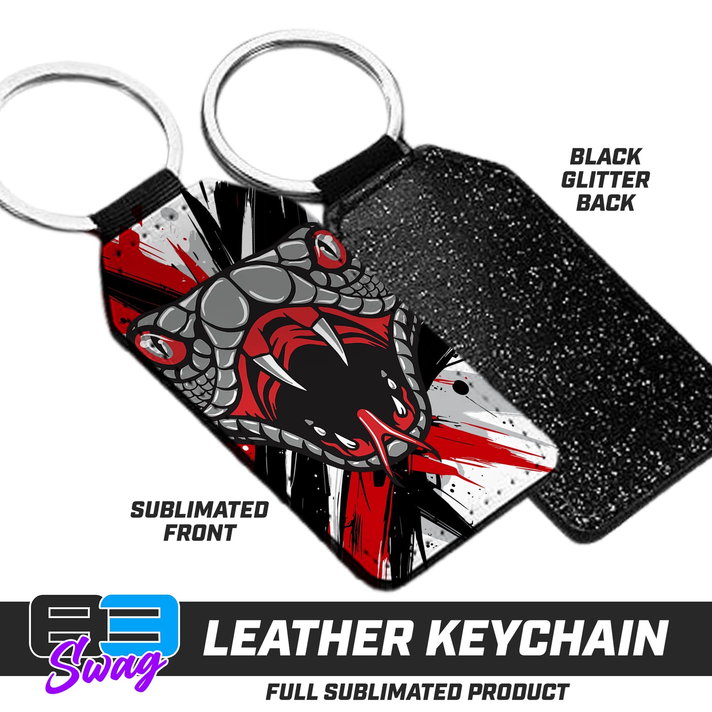3.15" x 1.65" Leather Keychain - Black Creek Cottonmouths