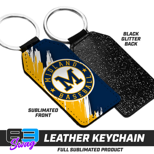 3.15" x 1.65" Leather Keychain - Midland Baseball