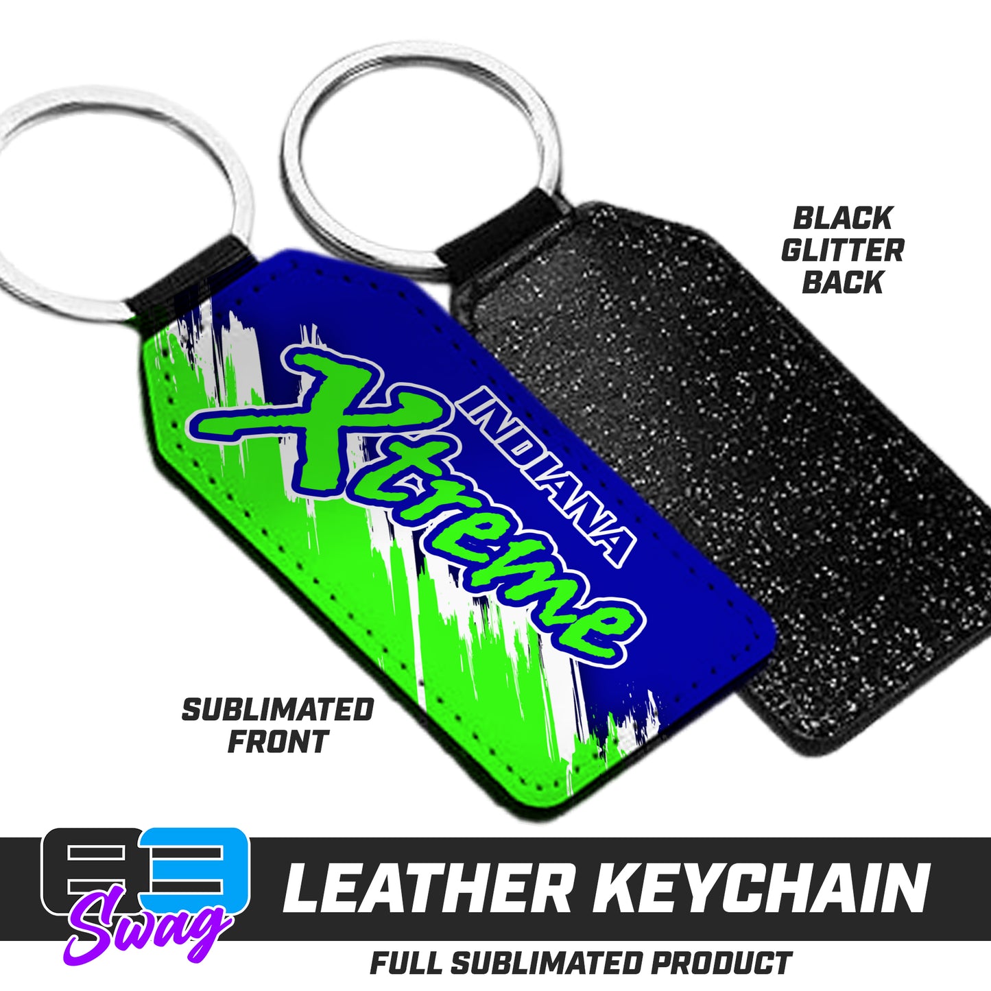 3.15" x 1.65" Leather Keychain - Indiana Xtreme Softball