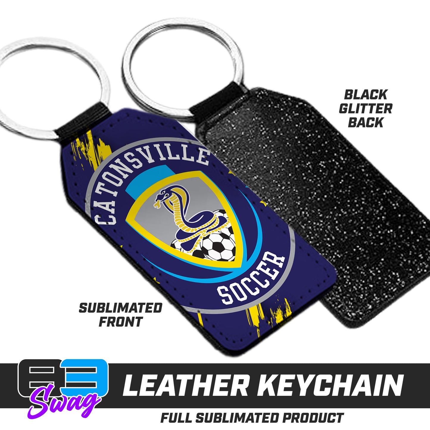 3.15" x 1.65" Leather Keychain - Catonsville Cobras Soccer