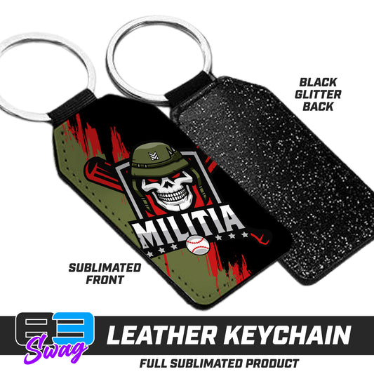 3.15" x 1.65" Leather Keychain - Militia Baseball