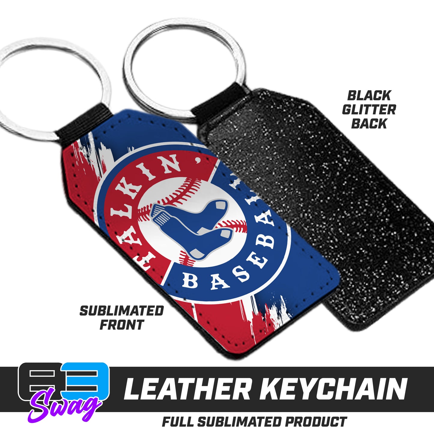 3.15" x 1.65" Leather Keychain - Talkin' Baseball