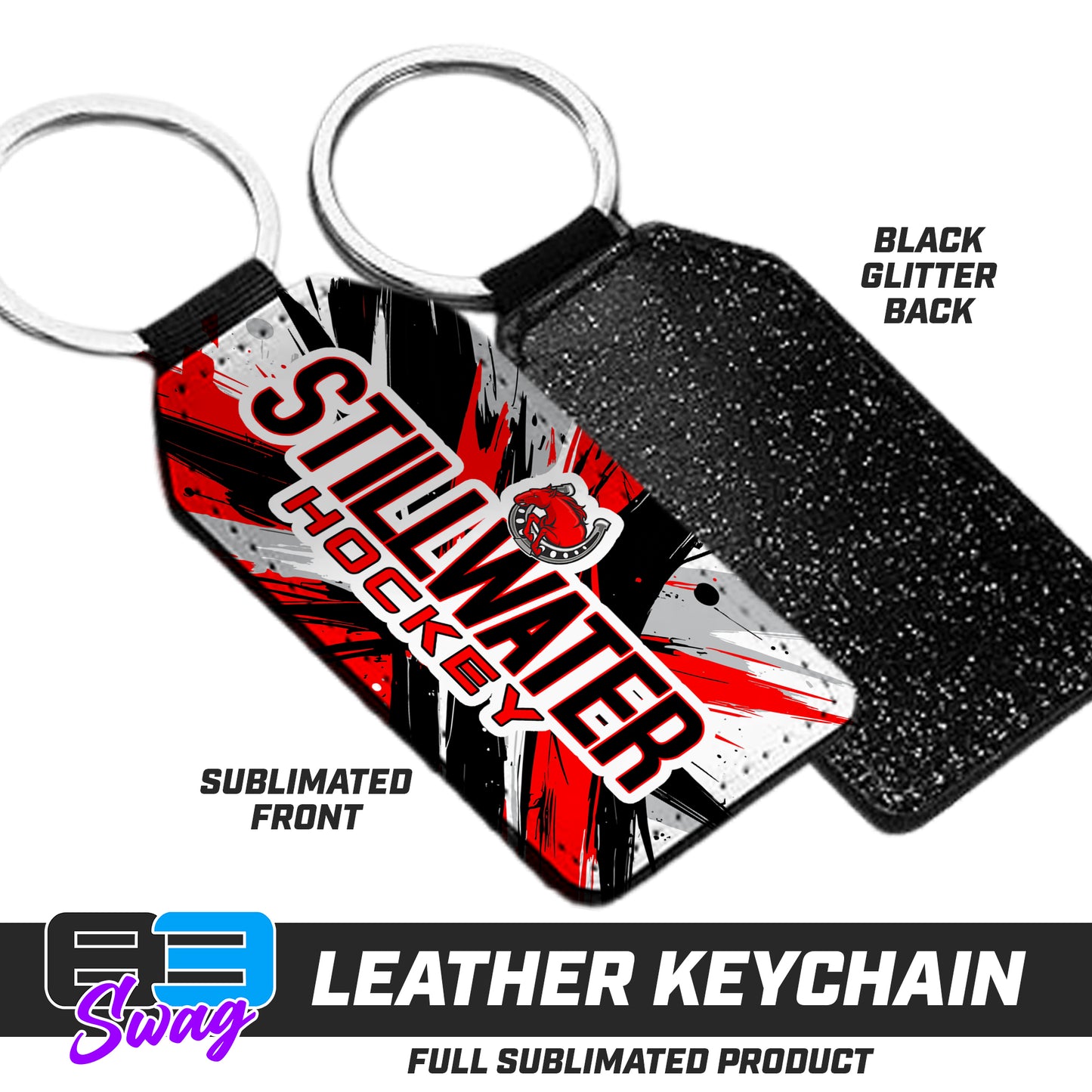 CUSTOM - 3.15" x 1.65" Leather Keychain - Stillwater Hockey
