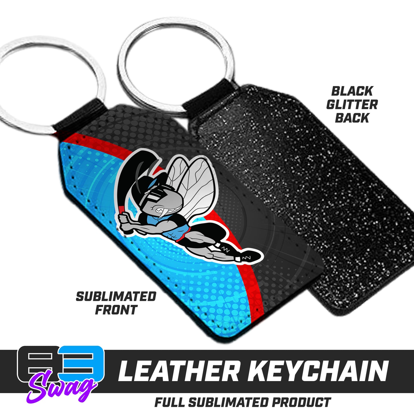 CUSTOM - 3.15" x 1.65" Leather Keychain - NBC Gnats Baseball