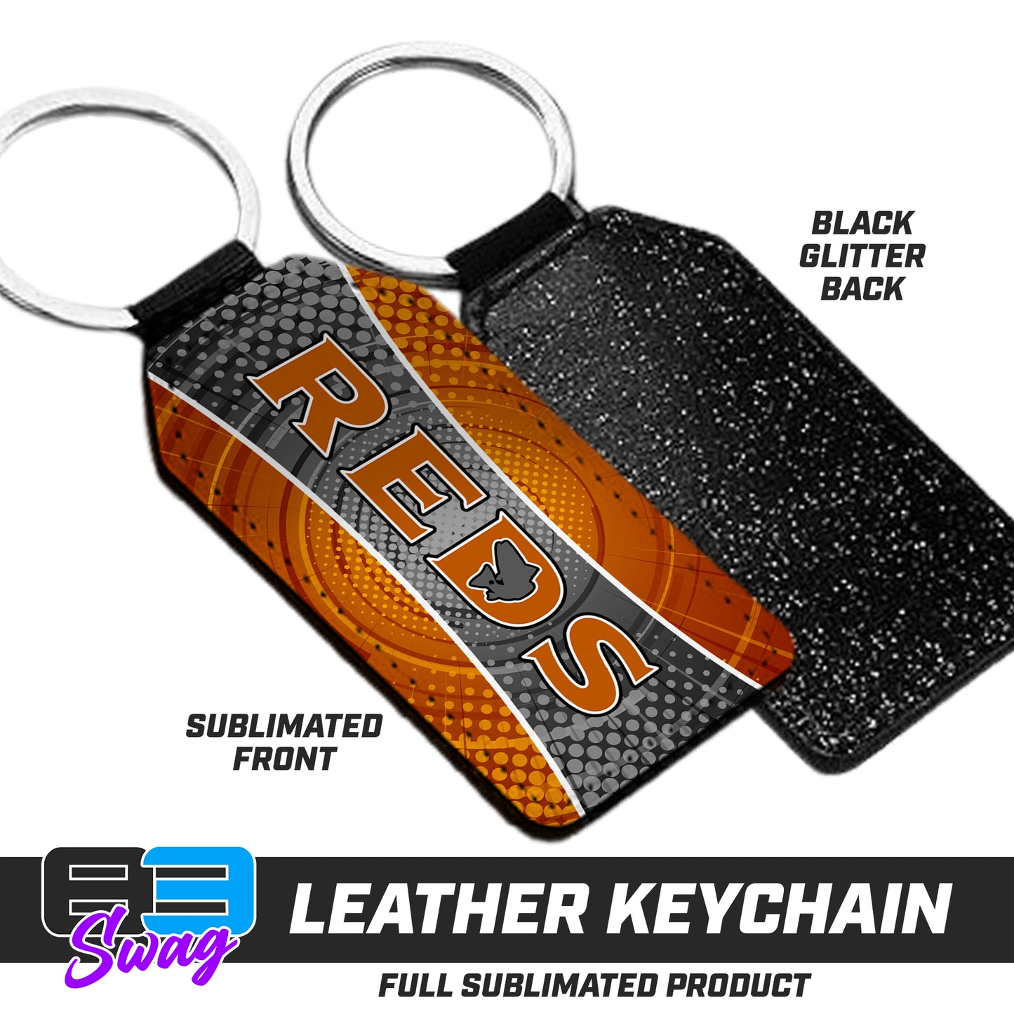 CUSTOM - 3.15" x 1.65" Leather Keychain - ANCIENT CITY REDS