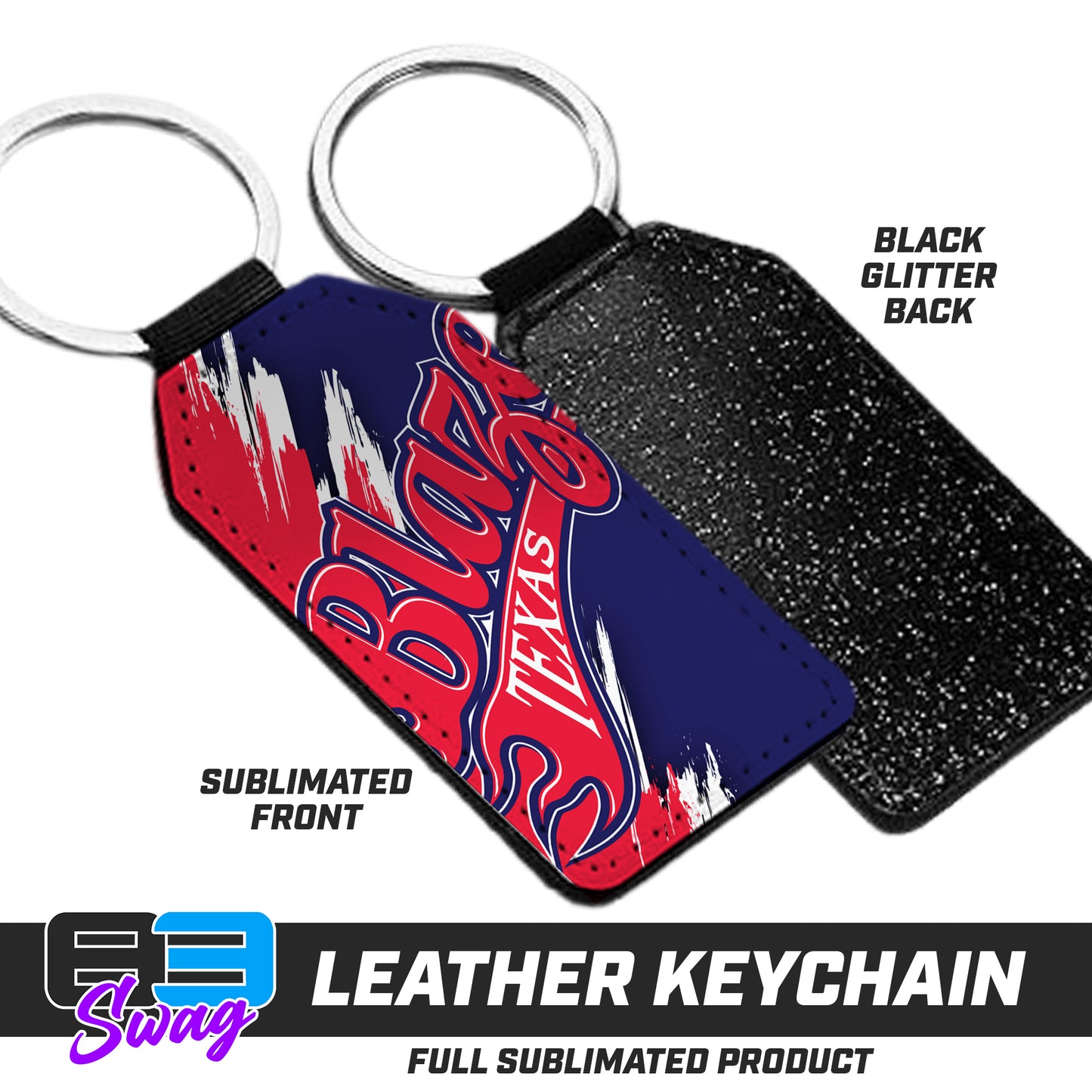 3.15" x 1.65" Leather Keychain - Texas Blaze Softball