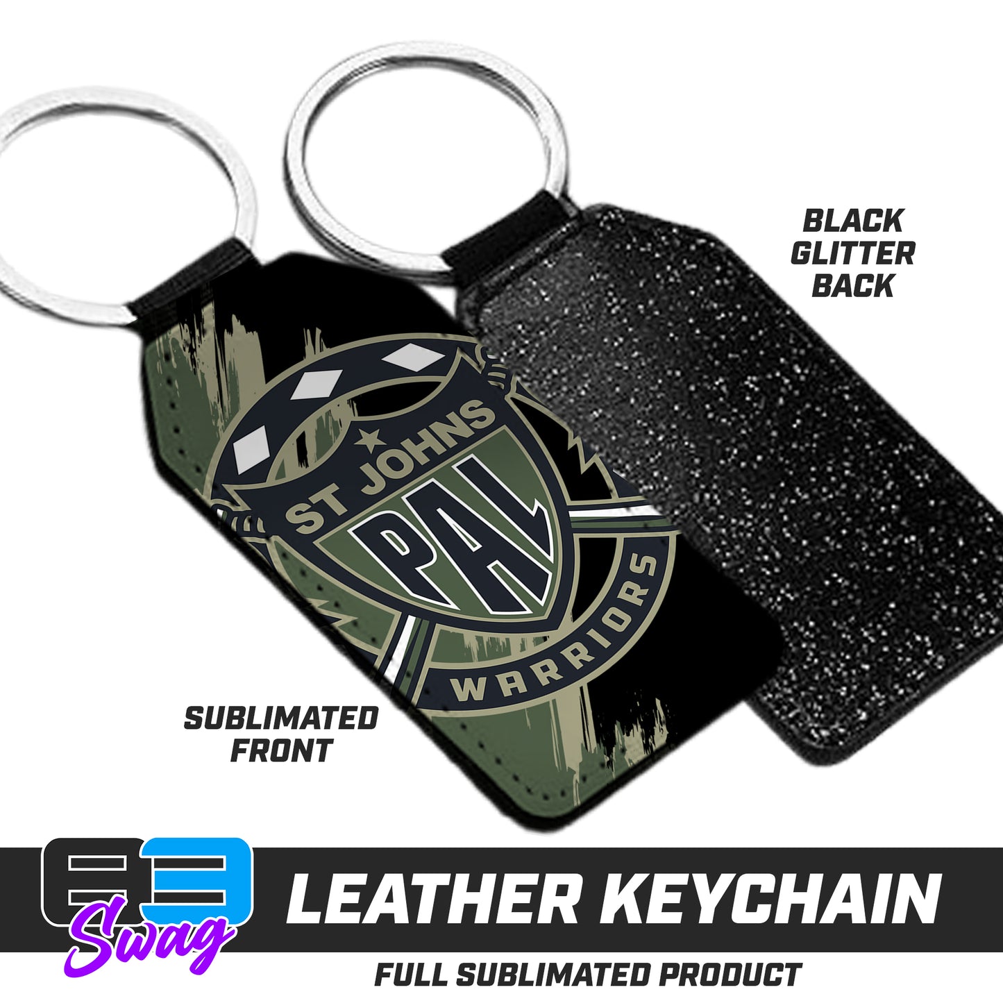 3.15" x 1.65" Leather Keychain - PAL Warriors