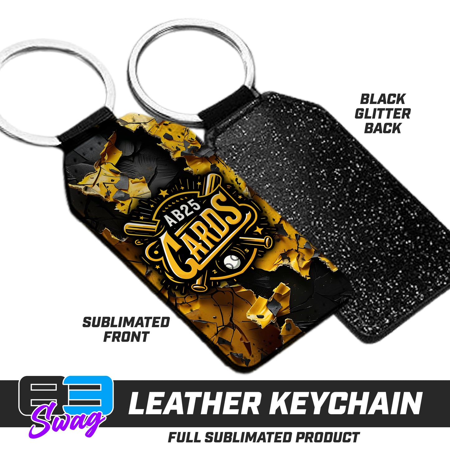 3.15" x 1.65" Leather Keychain - AB25Cards