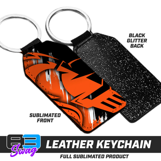 3.15" x 1.65" Leather Keychain - Longwood Wrestling