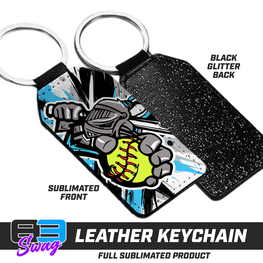 3.15" x 1.65" Leather Keychain - Knights Softball