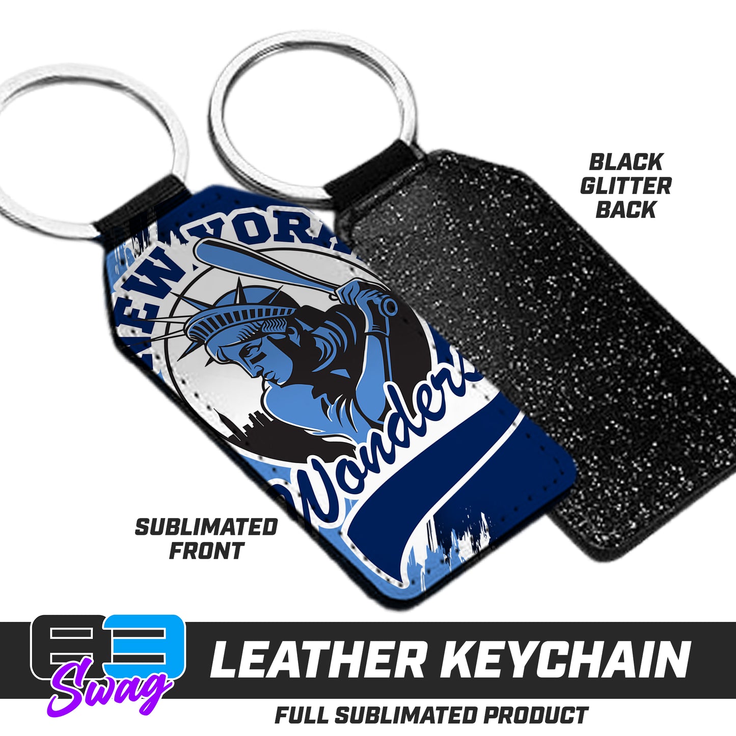 3.15" x 1.65" Leather Keychain - New York Wonders