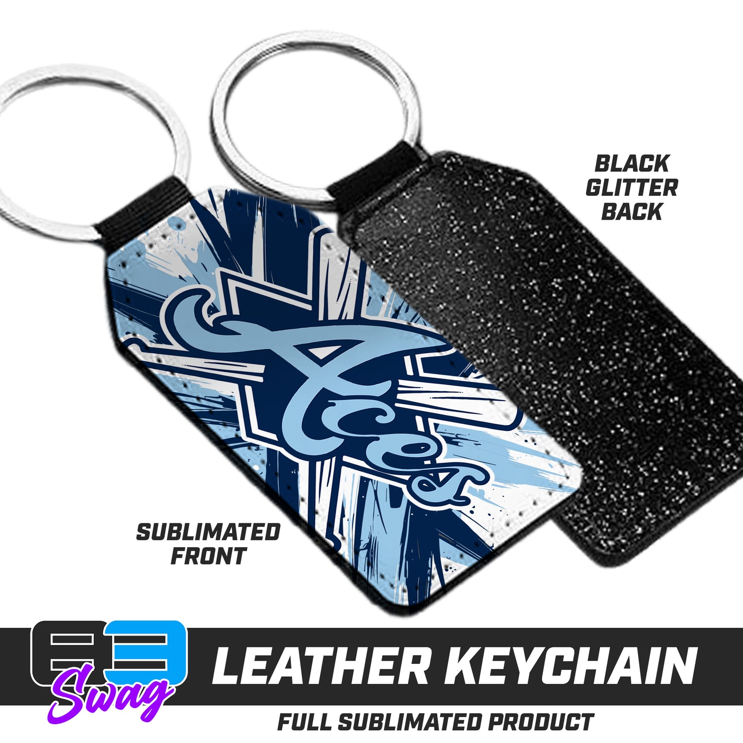 3.15" x 1.65" Leather Keychain - Aces Baseball