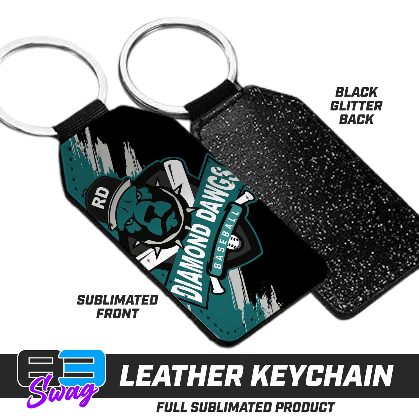 3.15" x 1.65" Leather Keychain - Diamond Dawgs