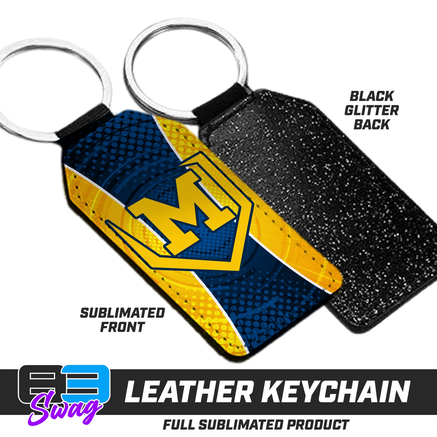 CUSTOM - 3.15" x 1.65" Leather Keychain - Midland Bandits Baseball