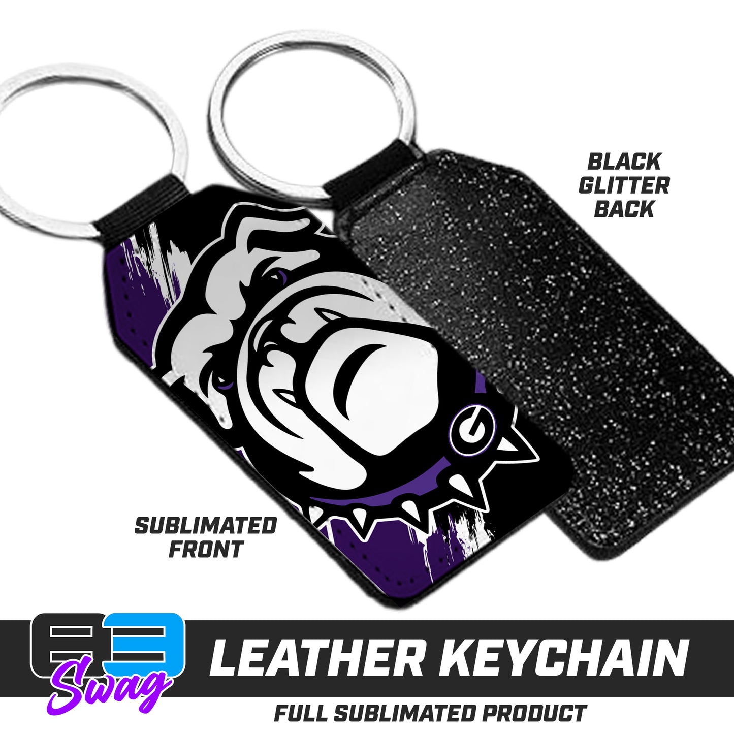 3.15" x 1.65" Leather Keychain - Geraldine Bulldogs Football