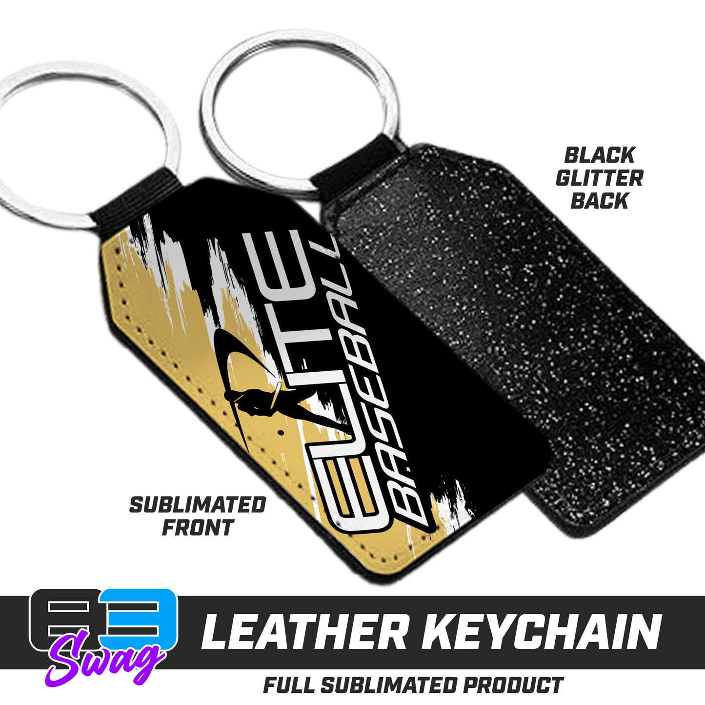 3.15" x 1.65" Leather Keychain - Elite Baseball