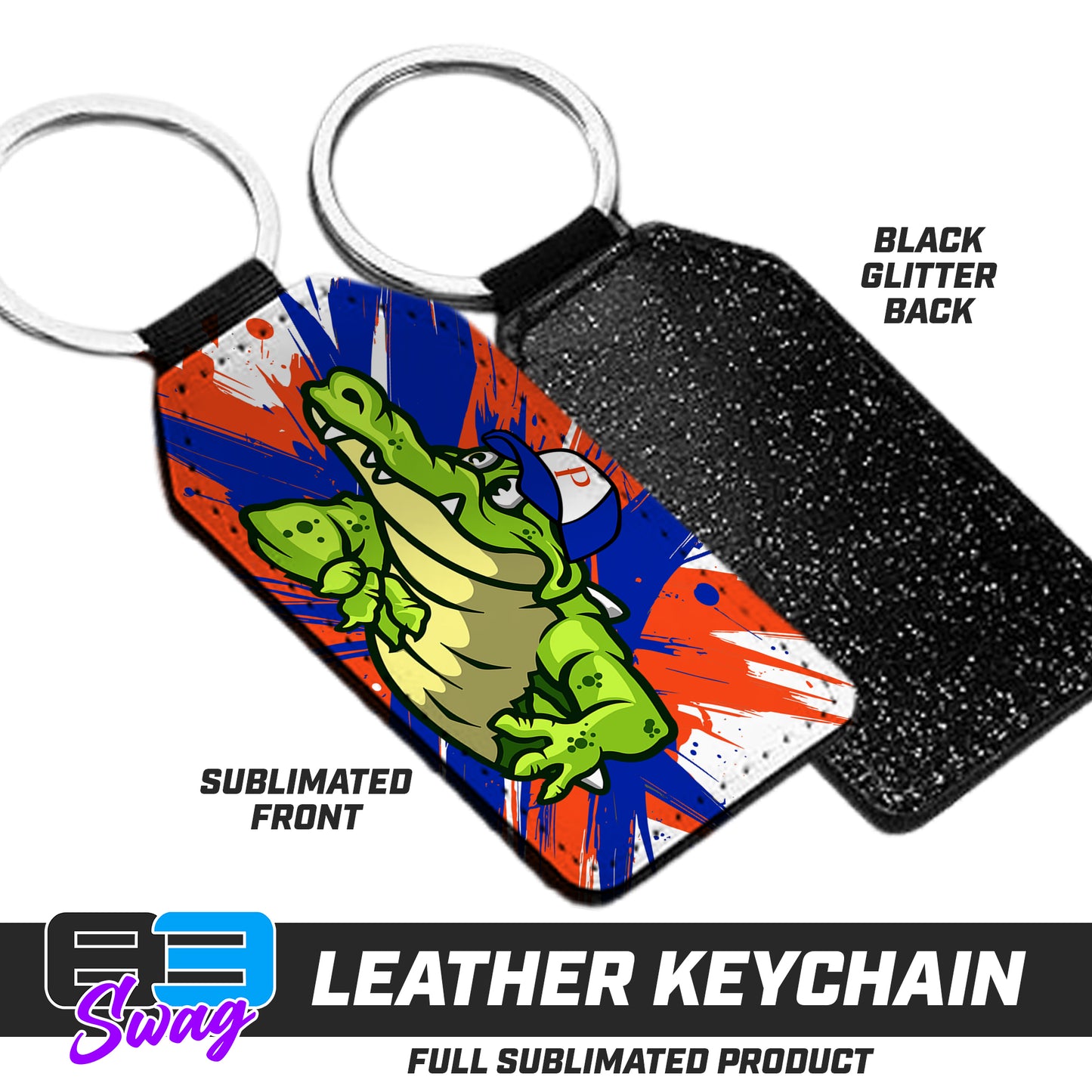 3.15" x 1.65" Leather Keychain - Palatka TailGators Baseball v.26