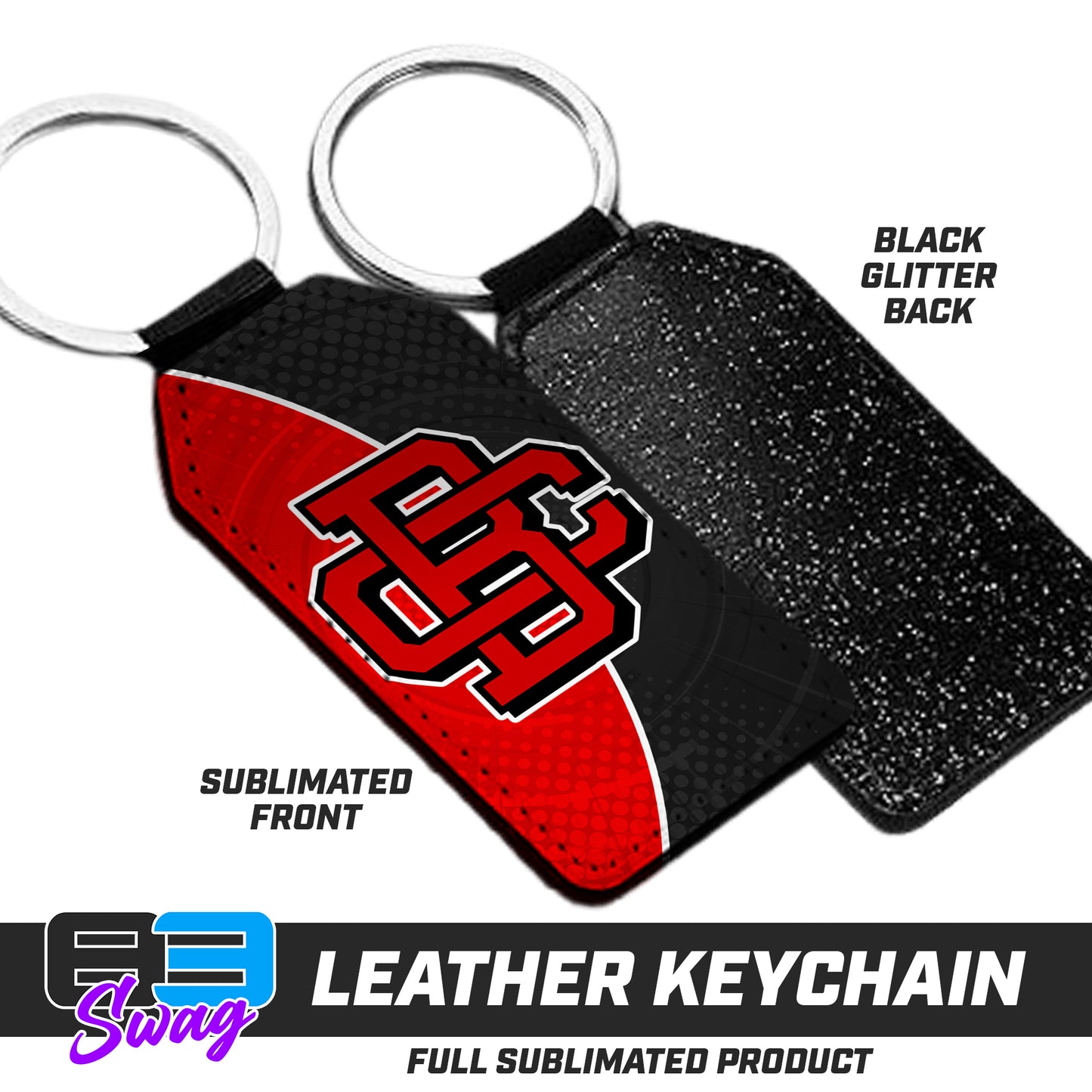 CUSTOM - 3.15" x 1.65" Leather Keychain - Creeks Baseball Club - CBC