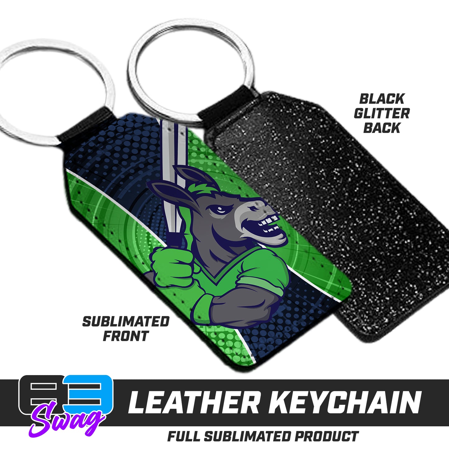 CUSTOM - 3.15" x 1.65" Leather Keychain - Orlando Baseball Prospects - OBP - Swamp Donkeys