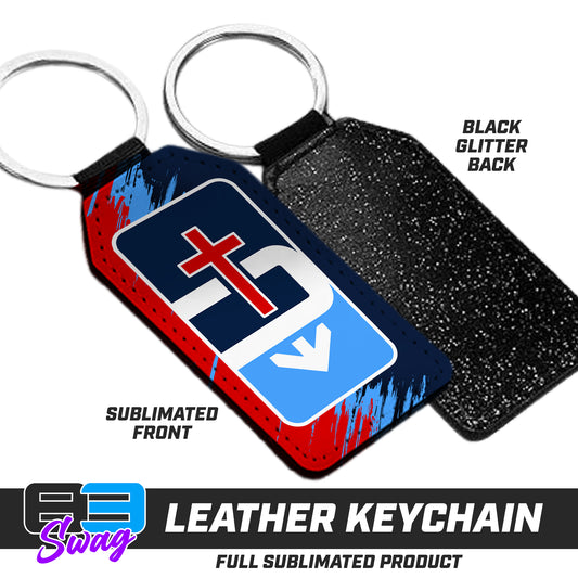 CUSTOM - 3.15" x 1.65" Leather Keychain - Arrows Baseball