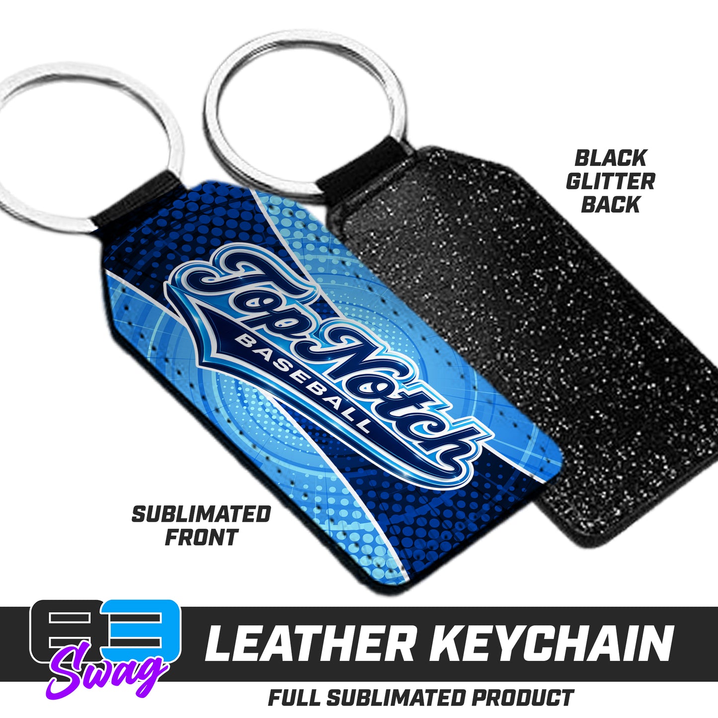 CUSTOM - 3.15" x 1.65" Leather Keychain - Top Notch Baseball