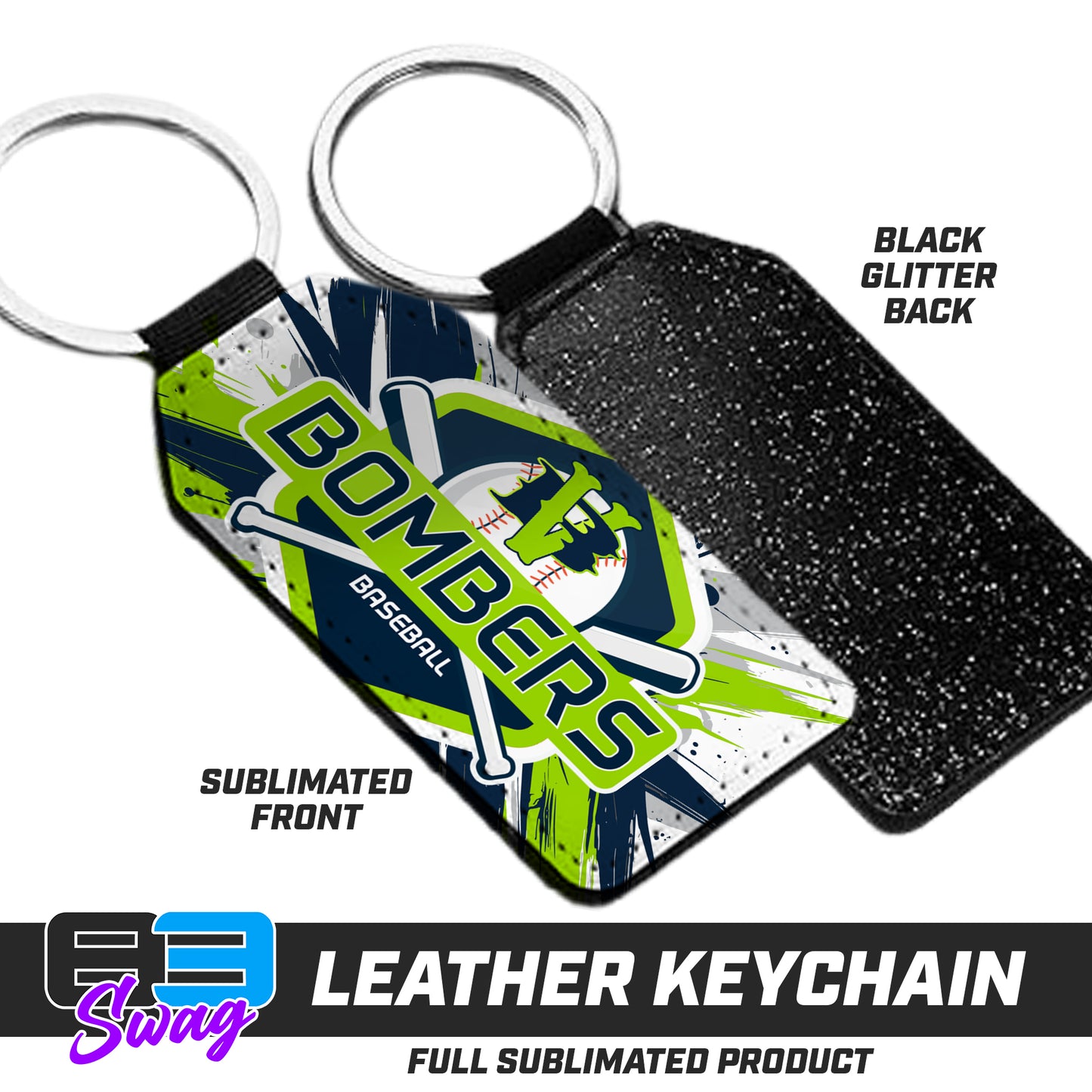 3.15" x 1.65" Leather Keychain - VB Bombers Baseball
