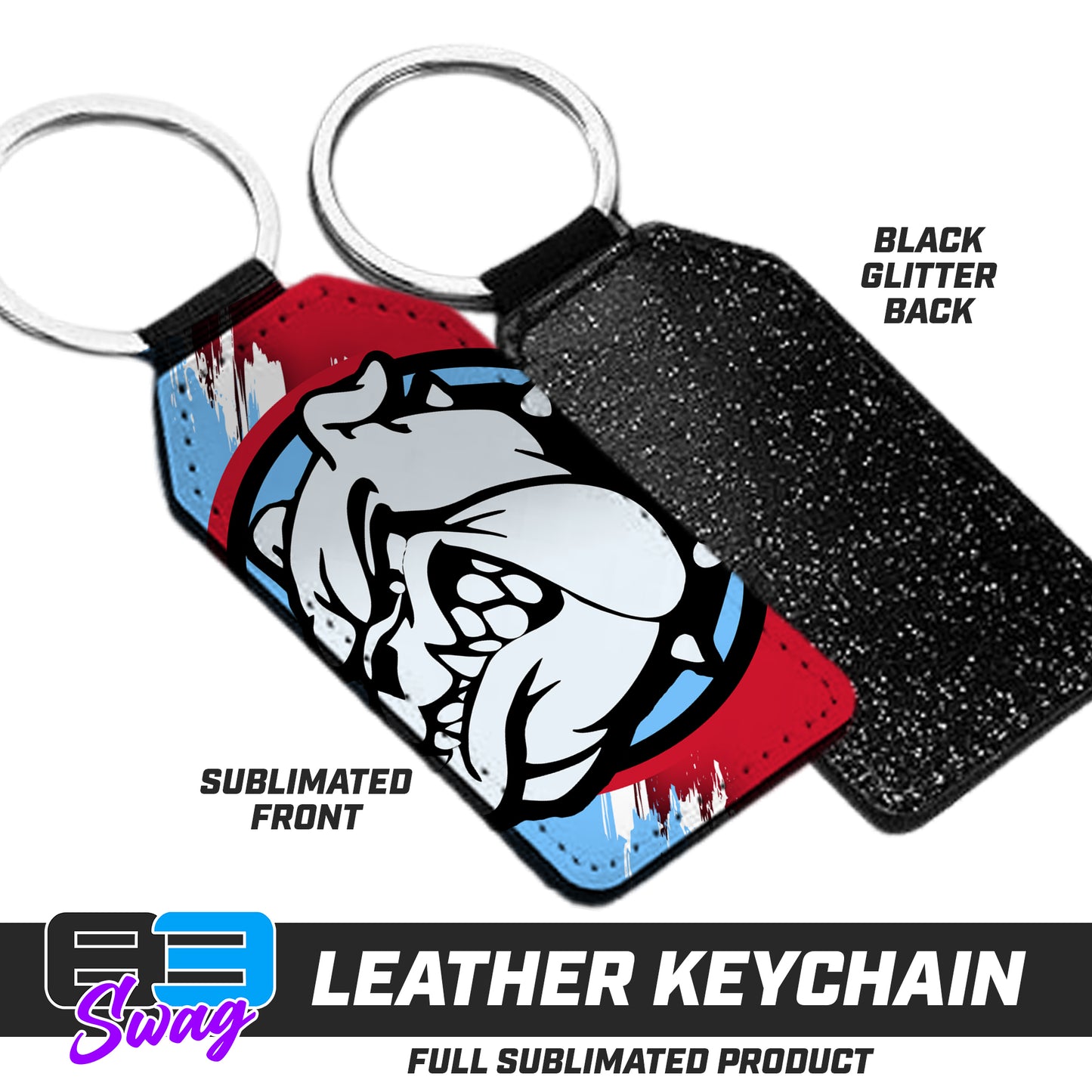 3.15" x 1.65" Leather Keychain - Batters Box Bulldogs Softball