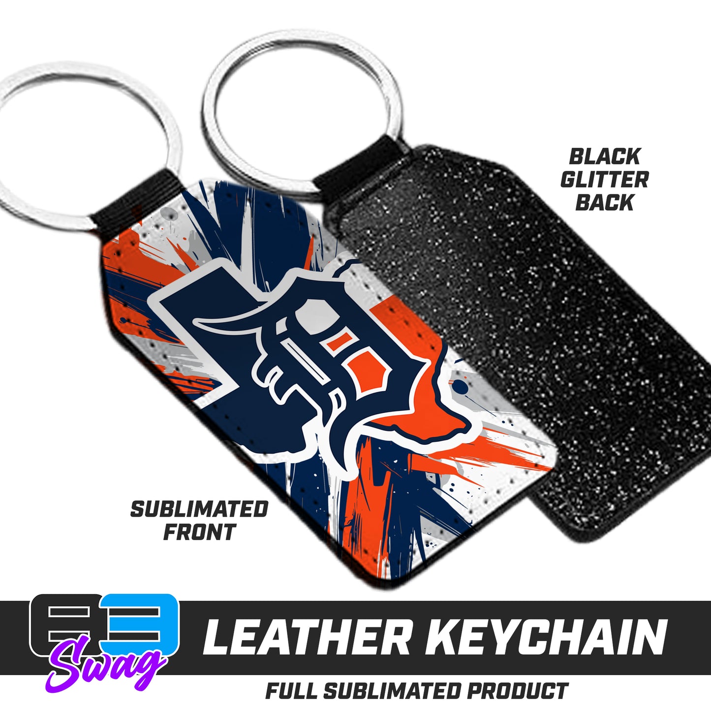3.15" x 1.65" Leather Keychain - Dallas Tigers Baseball v.26