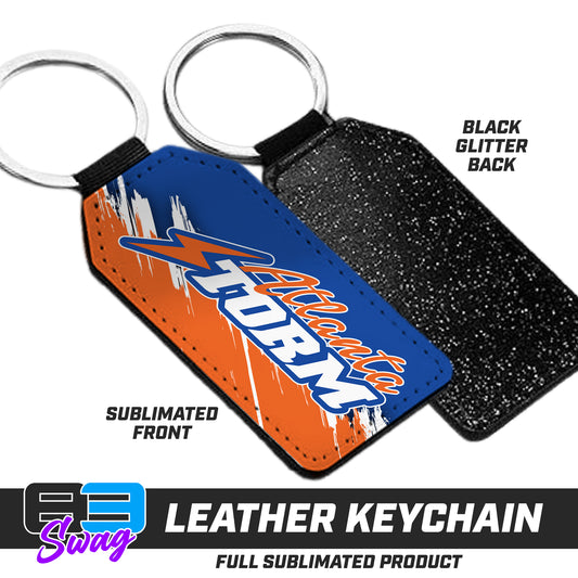 3.15" x 1.65" Leather Keychain - Atlanta Storm