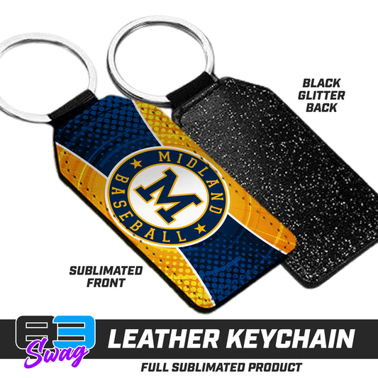 CUSTOM - 3.15" x 1.65" Leather Keychain - Midland Baseball