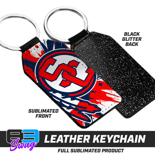 3.15" x 1.65" Leather Keychain - South Cherokee Indians